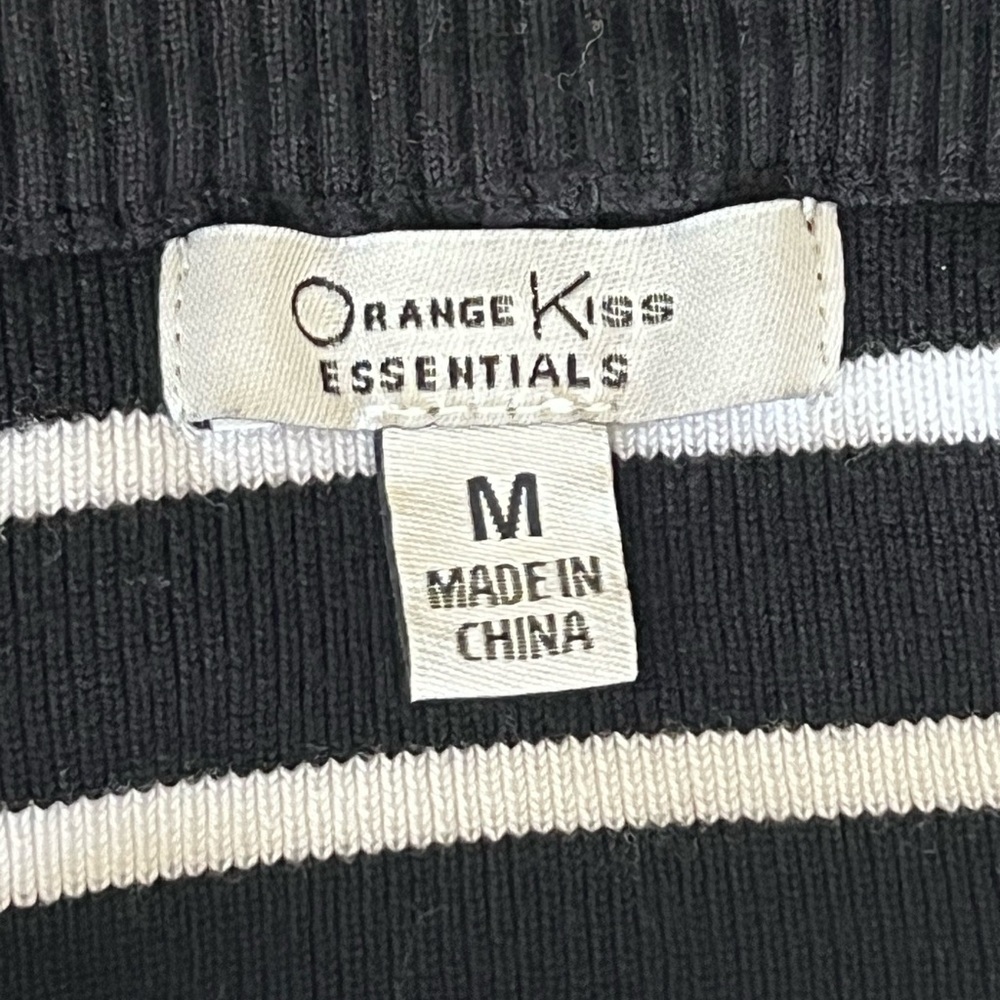 Black and White Striped Off-the-Shoulder Sweater - Picture 2 of 3